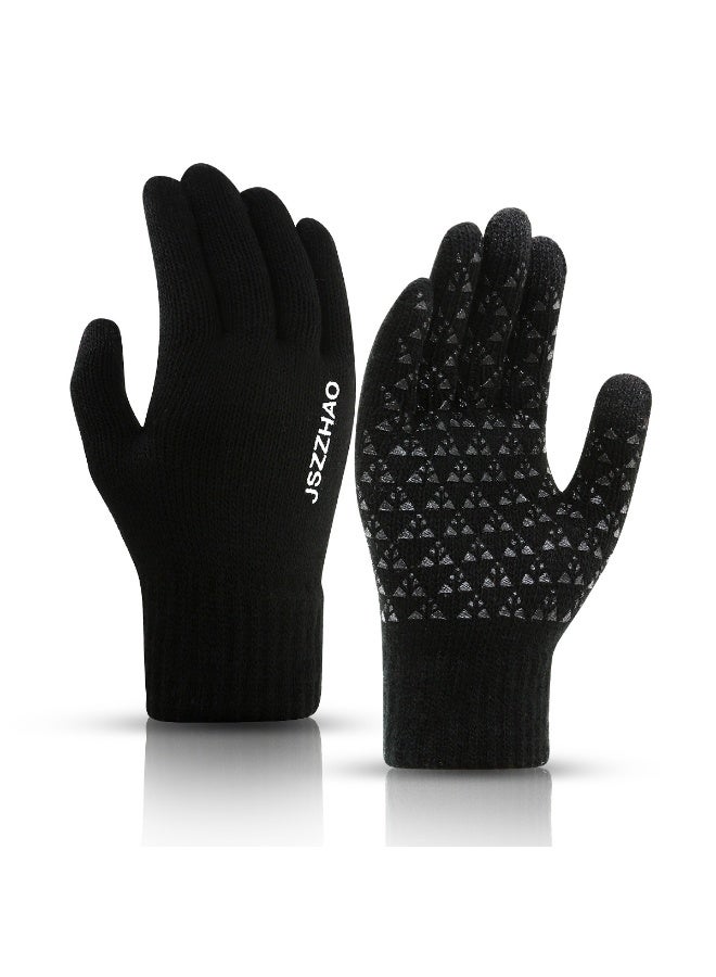 NIBEMINENT Winter Touch Screen Gloves for Men and Women, Thermal Knit with Anti-Slip Silicone Palm & Stretchy Polycotton for Running, Cycling, Driving - Image 1